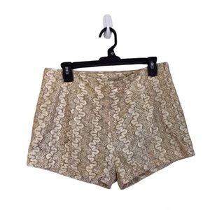 Beige Gold Sparkle Lace Shorts